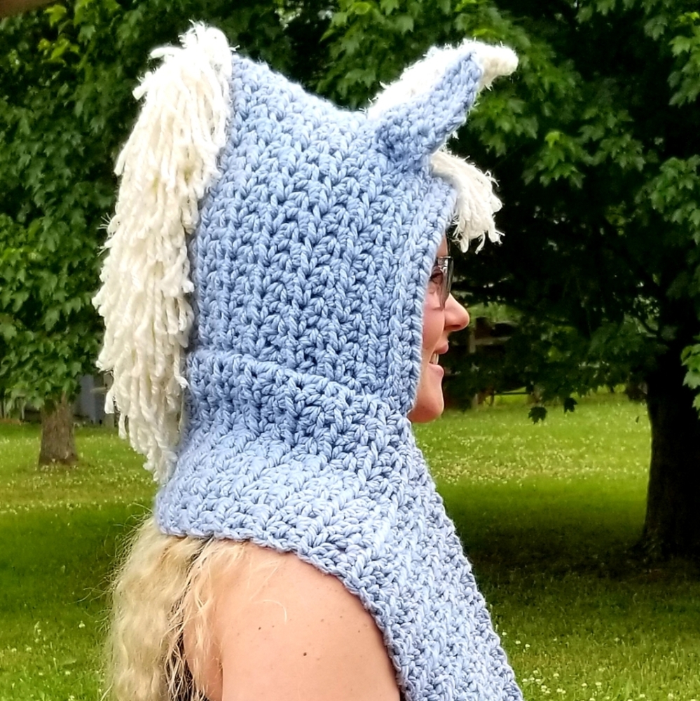 Hand Made Crochetted Child's Pocket Unicorn Scarf